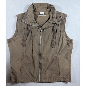 Columbia Womens XL Brown Utility Vest Full Zip Lightweight Outdoor Hiking